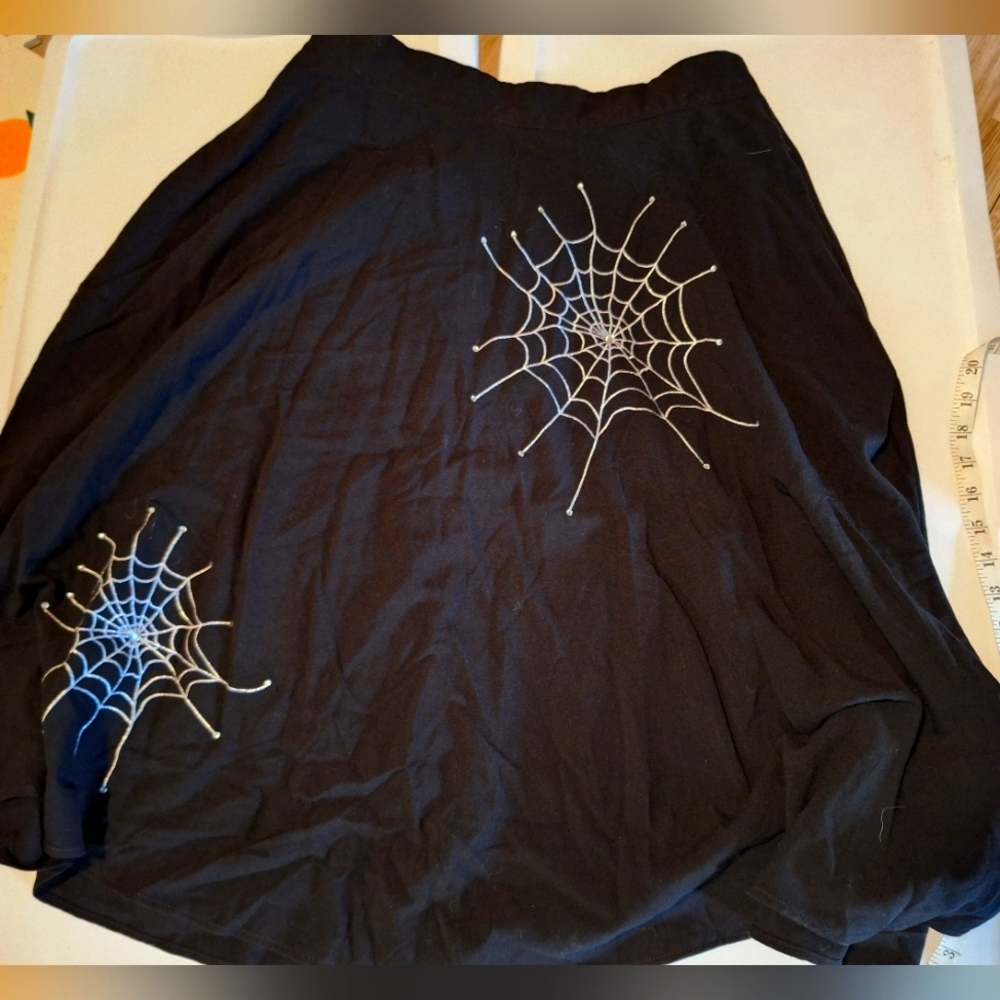 Voodoo Vixen Black Skirt with Web Design